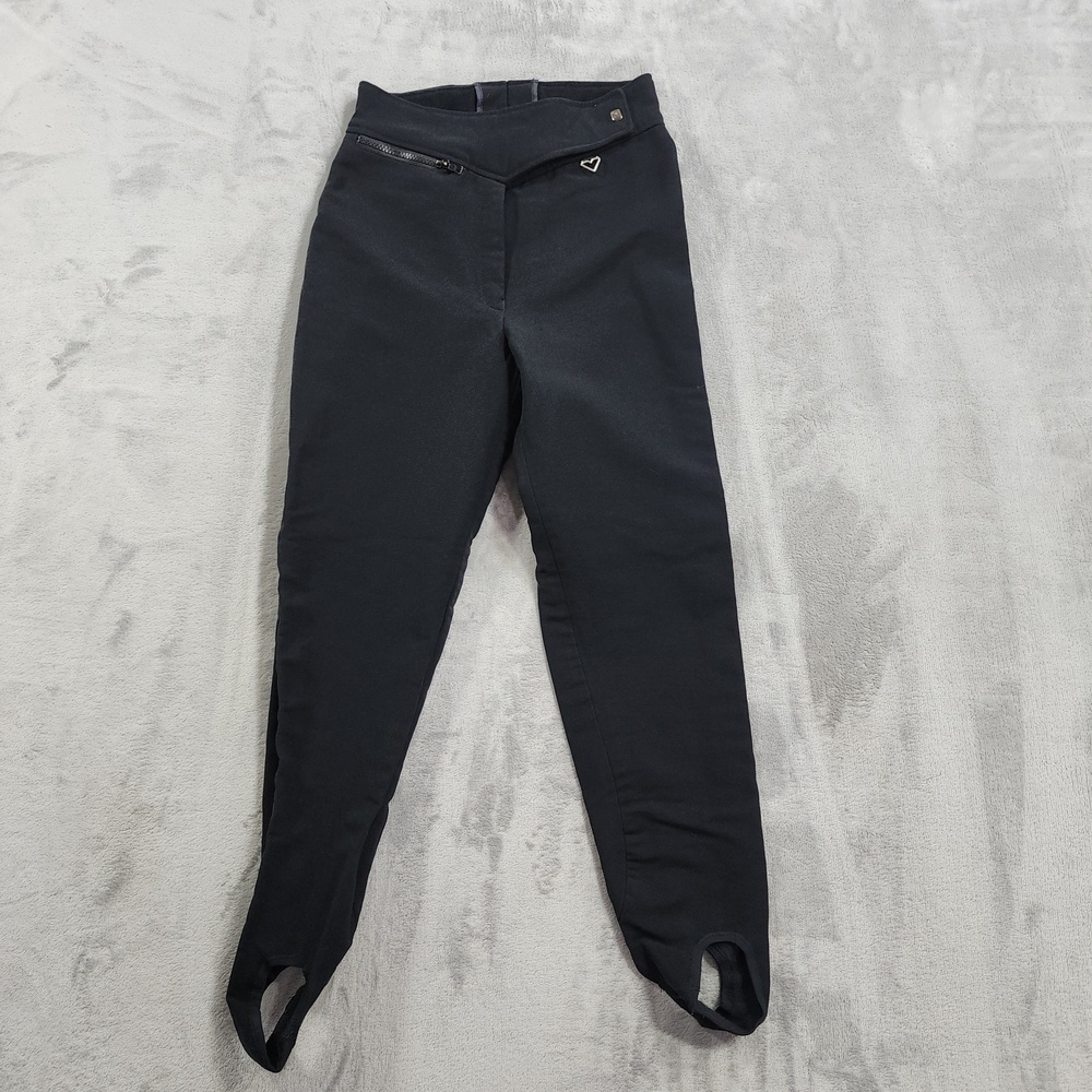 Vintage Obermeyer Pants Womens 8 Black Stretch Wool Stirrup Snow Ski Cabincore